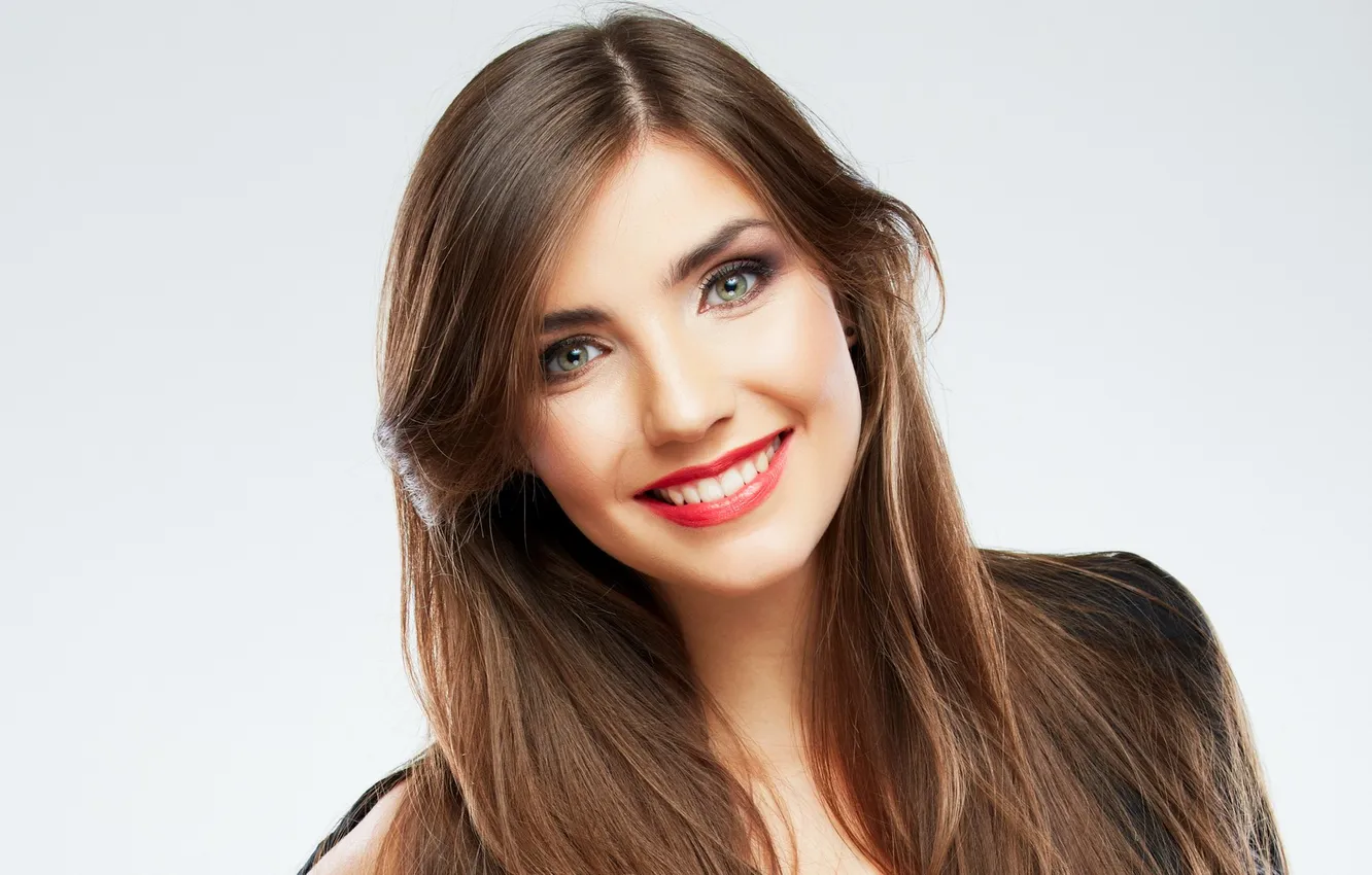 Photo wallpaper face, smile, hair, lipstick, lips