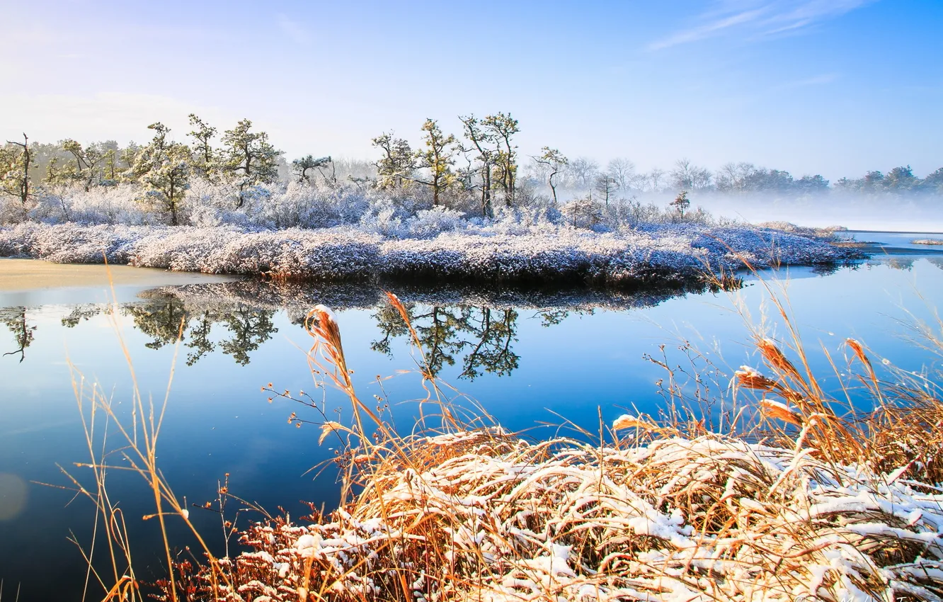 Photo wallpaper winter, landscape, nature, river