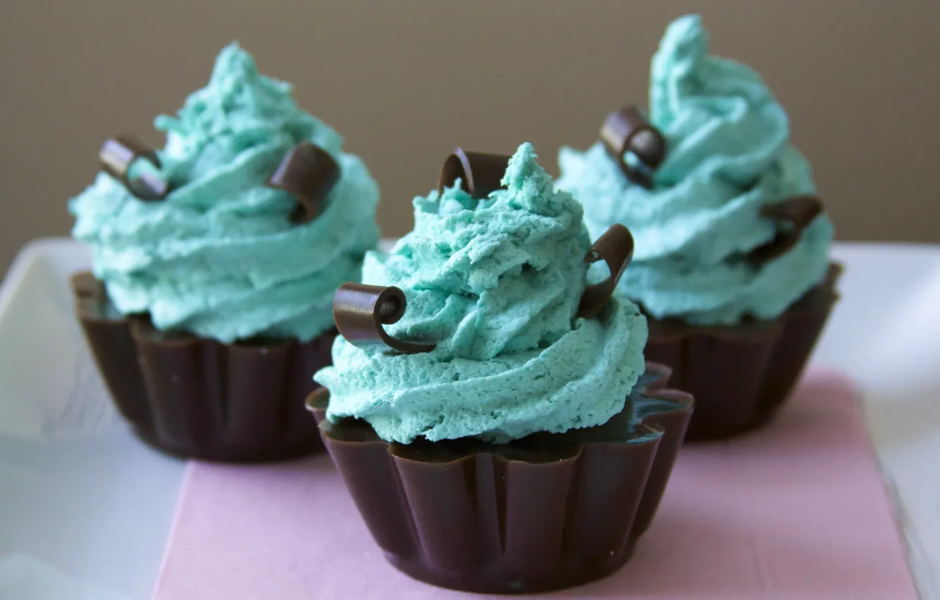 Photo wallpaper food, chocolate, cream, sweet, cupcakes
