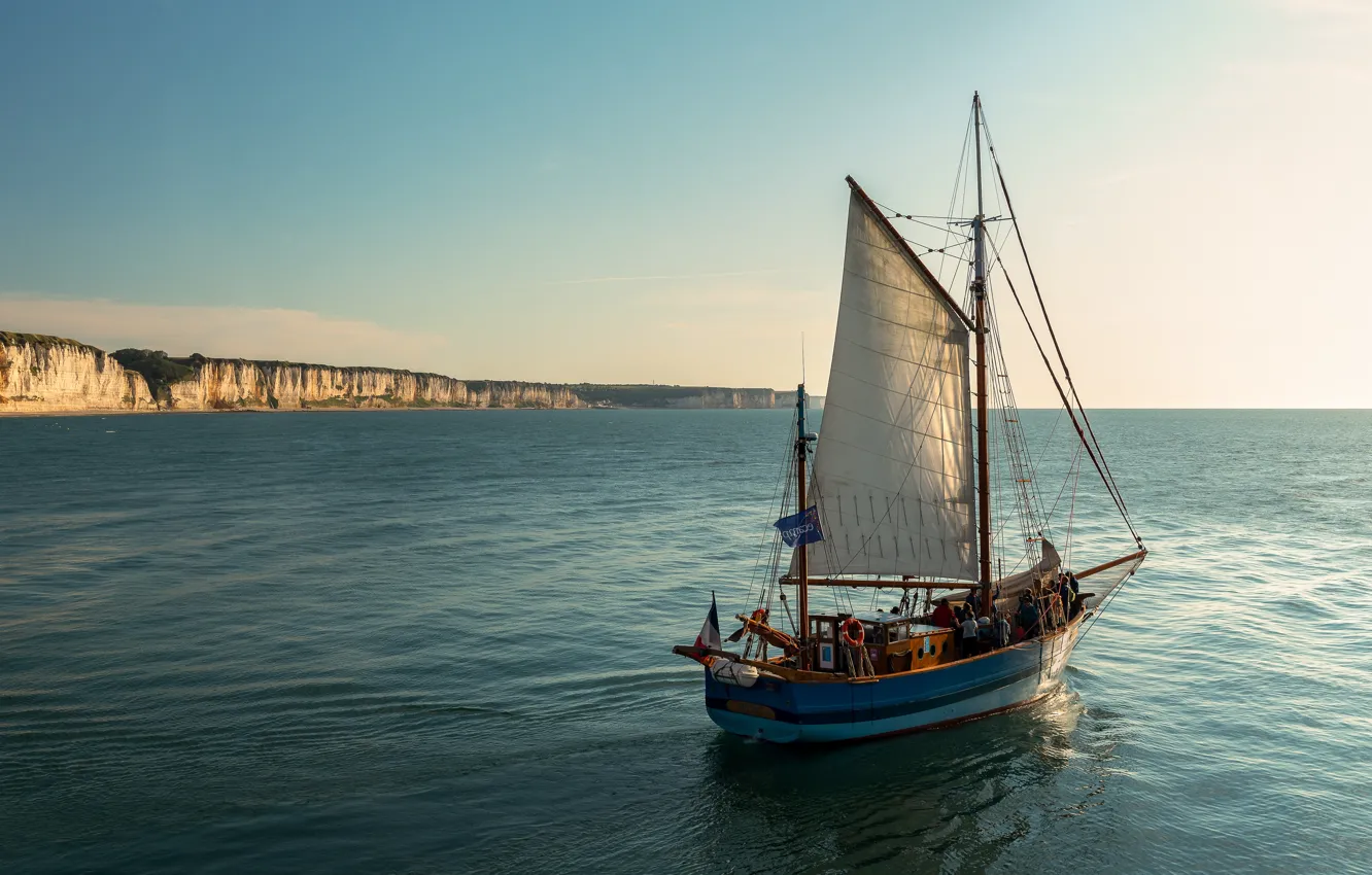 Photo wallpaper sea, France, ship, sailboat, France, Normandy, Normandy, The Channel