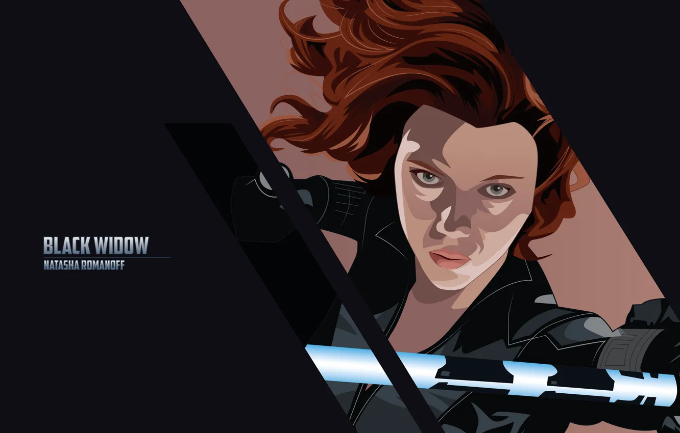 Photo wallpaper the inscription, Scarlett Johansson, art, Scarlett Johansson, black background, Marvel, comic, Black Widow