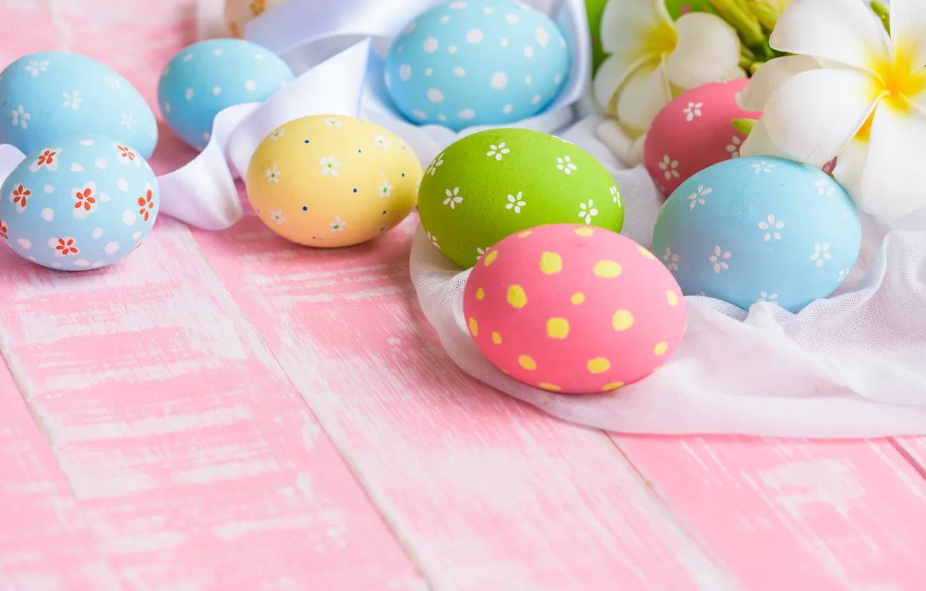 Photo wallpaper flowers, eggs, Easter, flowers, Easter, eggs, decoration, Happy