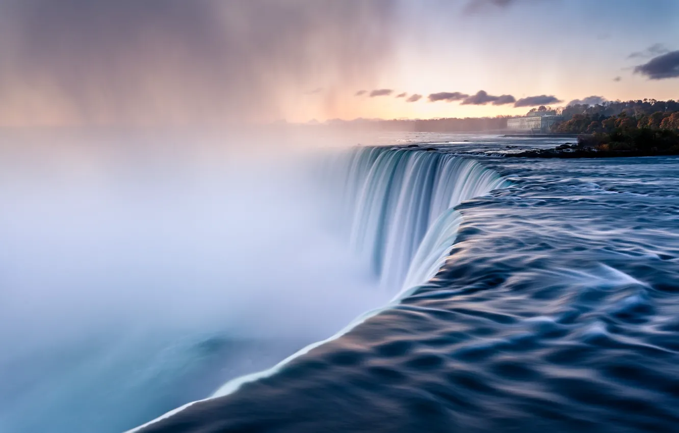 Photo wallpaper water, waterfall, stream, the evening