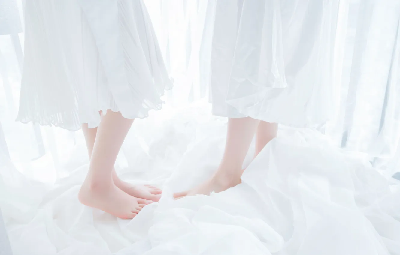 Photo wallpaper Asian, Bed, Women, Models, Close Up, Curtain, Close Shot, Indoor