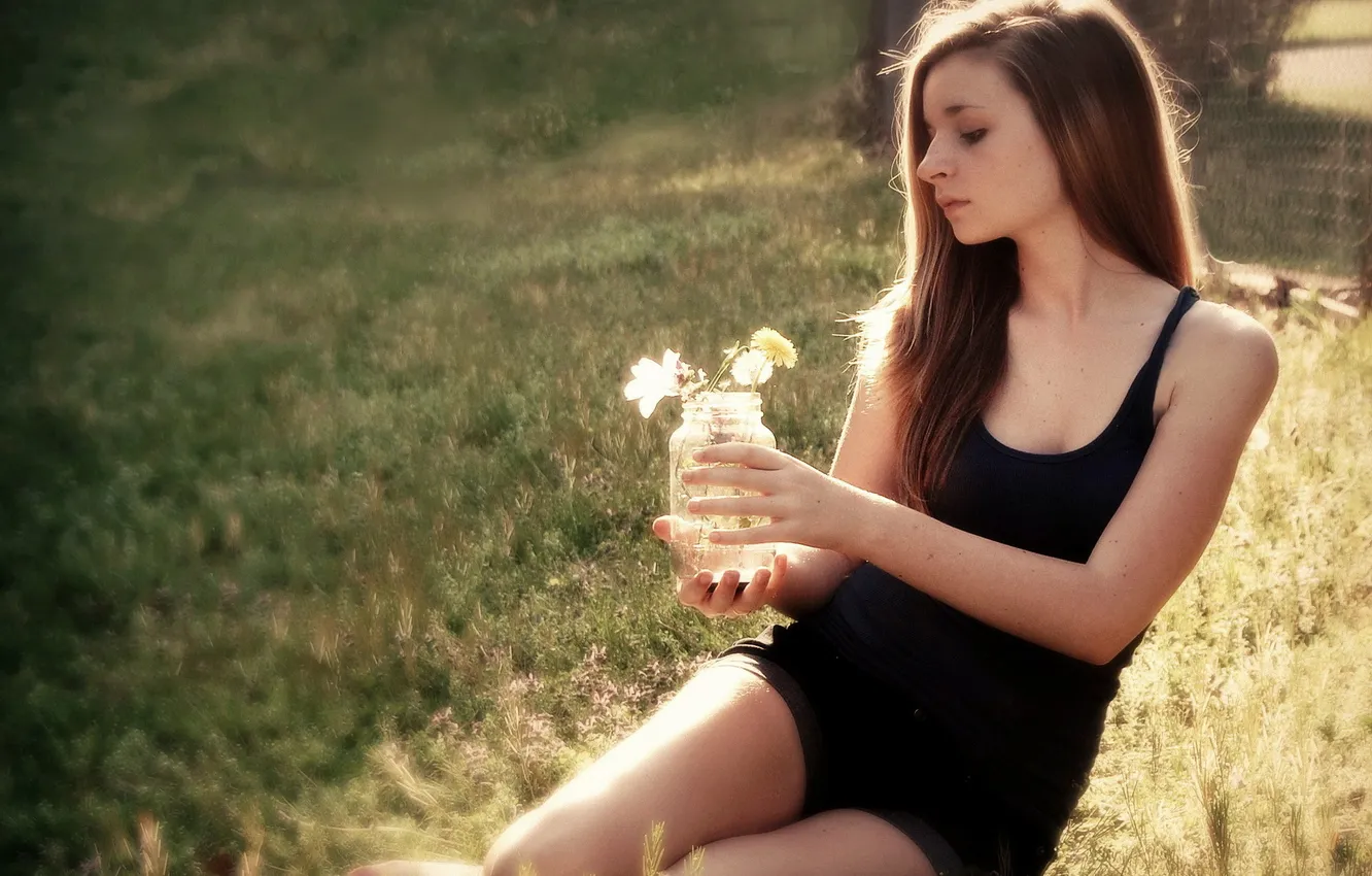 Photo wallpaper summer, girl, nature, mood