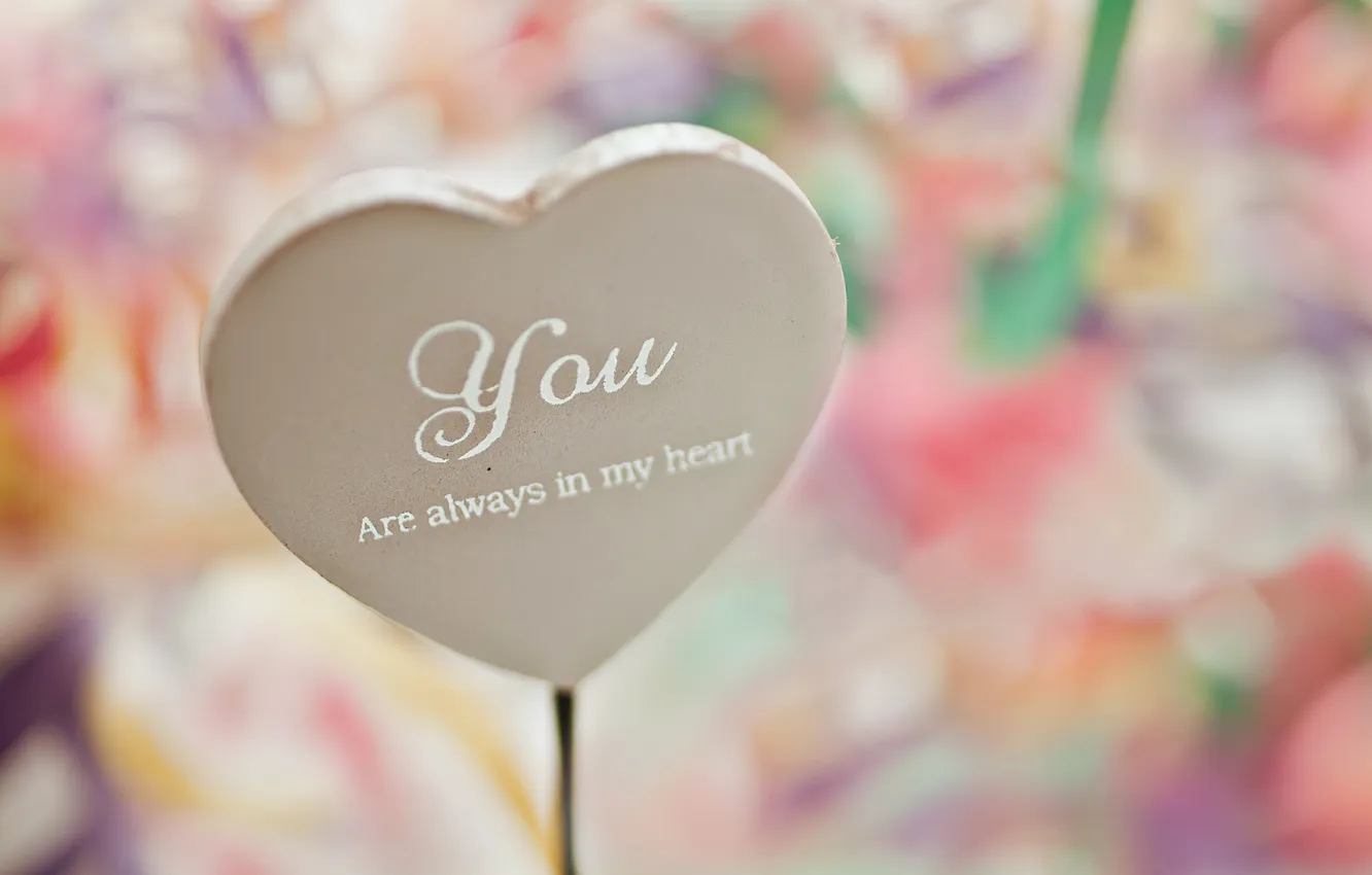 Photo wallpaper love, the inscription, heart, hearts, you are always in my heart