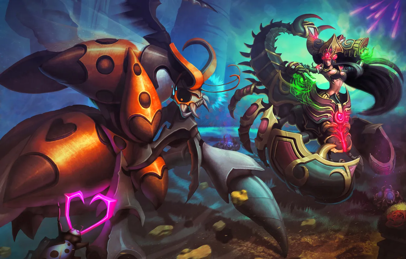 Photo wallpaper beetle, art, Scorpio, Blizzard, Heroes of the Storm, Anubarak, Zagara