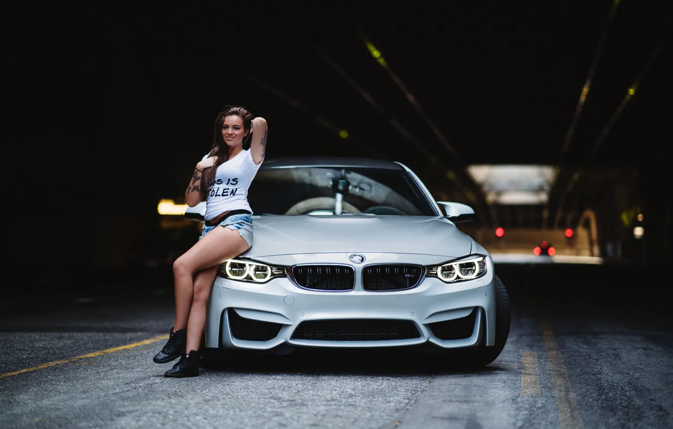 Photo wallpaper BMW, Girl, Light, Beautiful, Silver, F82, LED