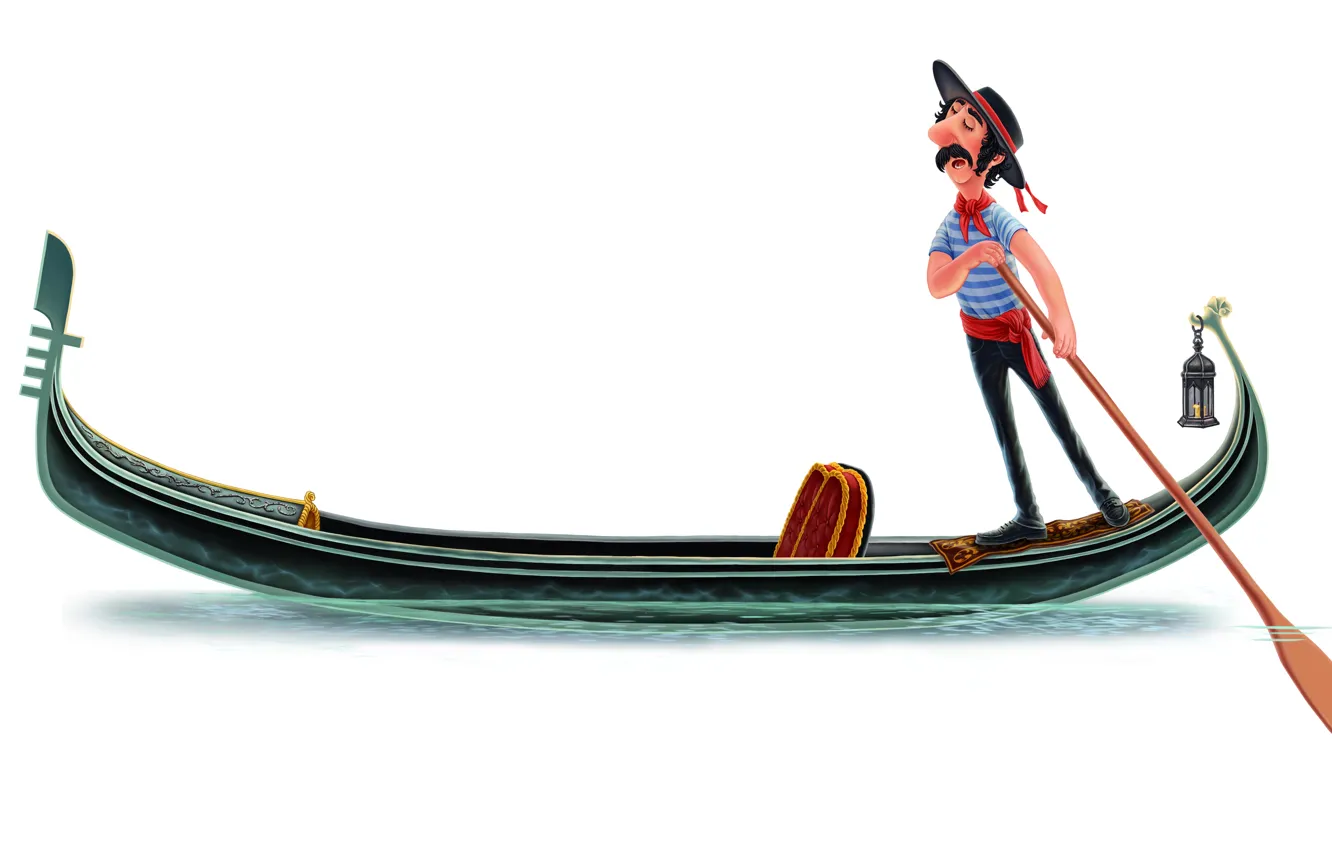 Photo wallpaper the boatman, gondola, gondoliera