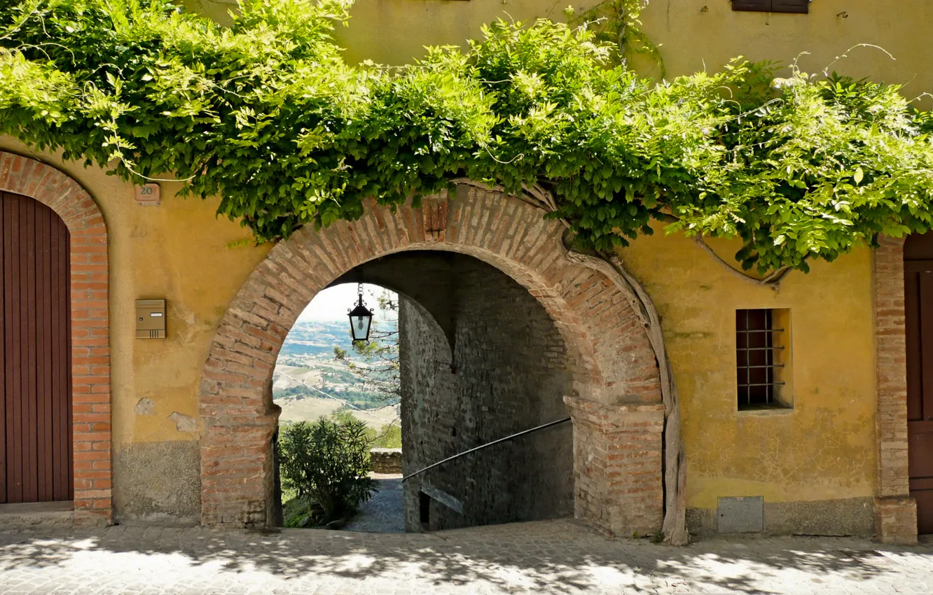 Photo wallpaper greens, arch, bridge, Italy