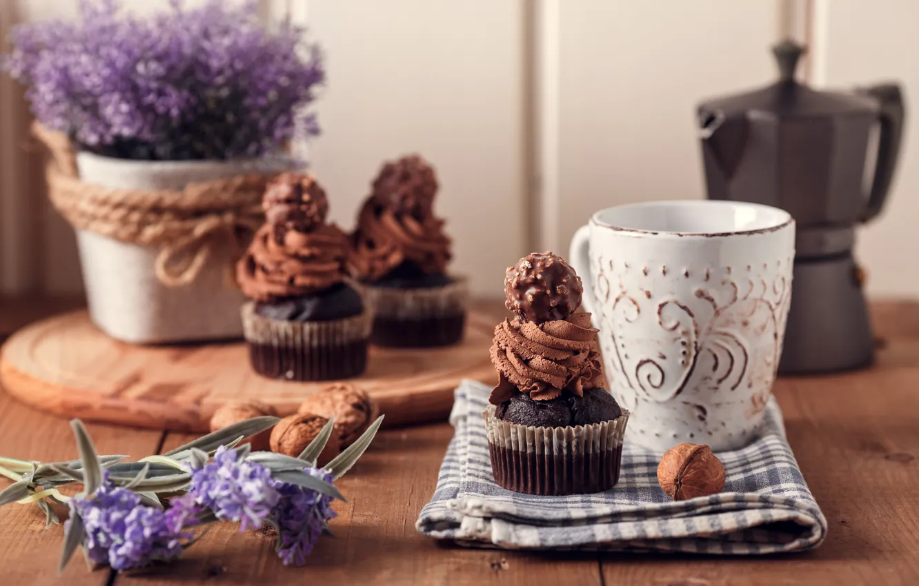 Photo wallpaper bouquet, candy, vase, chocolate, cupcakes, ELIZAVETA ELESINA