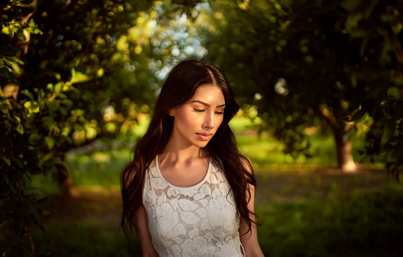 Photo wallpaper face, background, model, hair, melissa