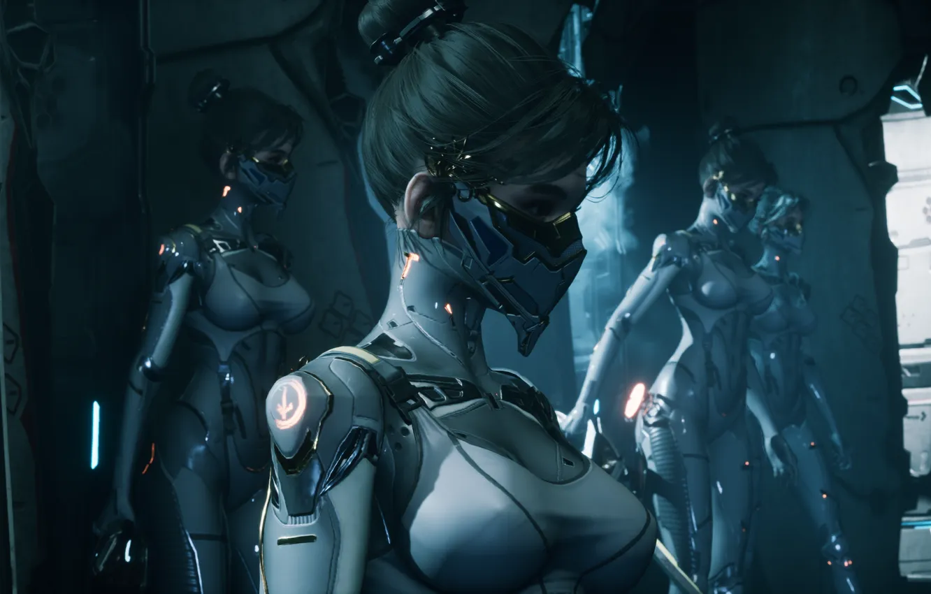 Photo wallpaper group of women, hairbun, video game girls, video game characters, Stellar Blade, women with swords, …