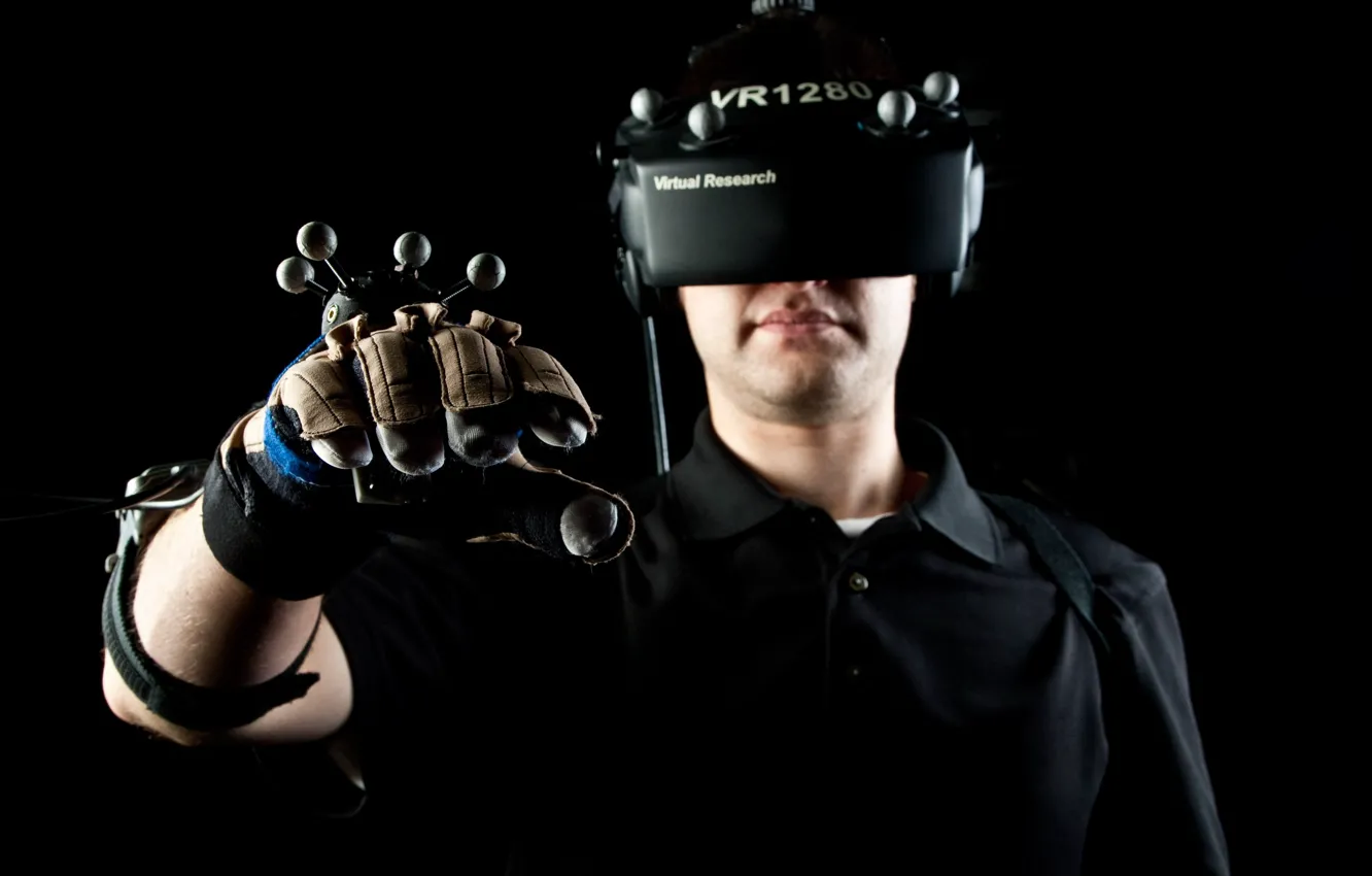 Photo wallpaper man, hi-tech, technology, Virtual Reality