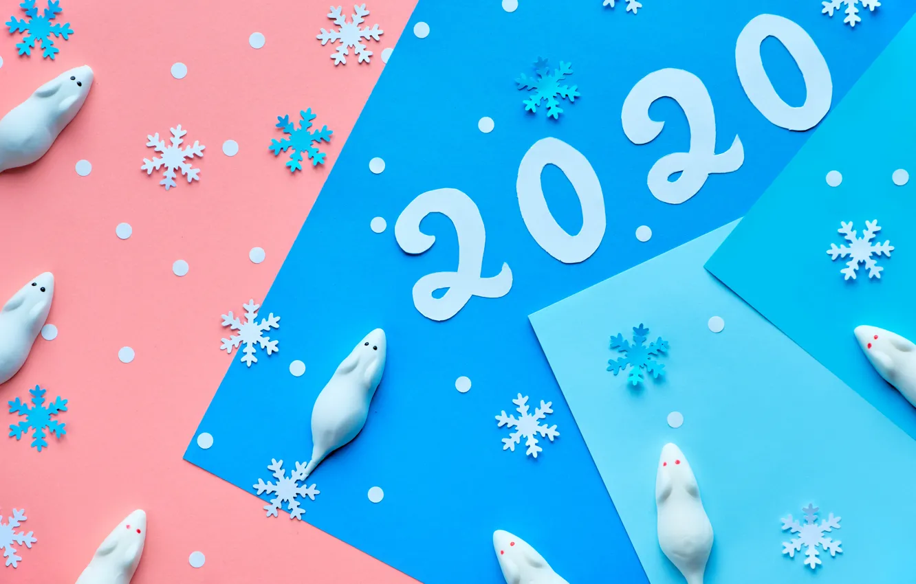 Photo wallpaper snowflakes, new year, 2020, rat