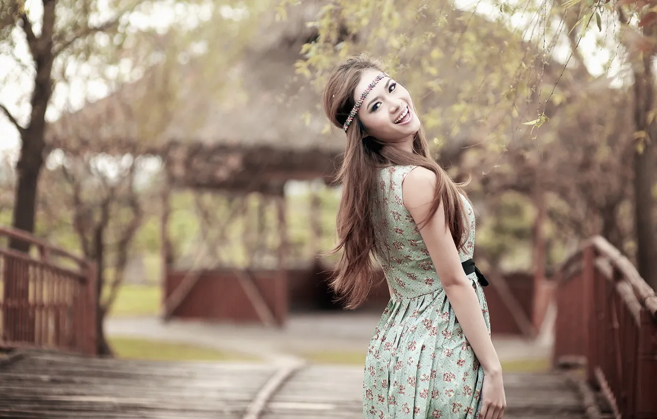 Photo wallpaper girl, smile, background