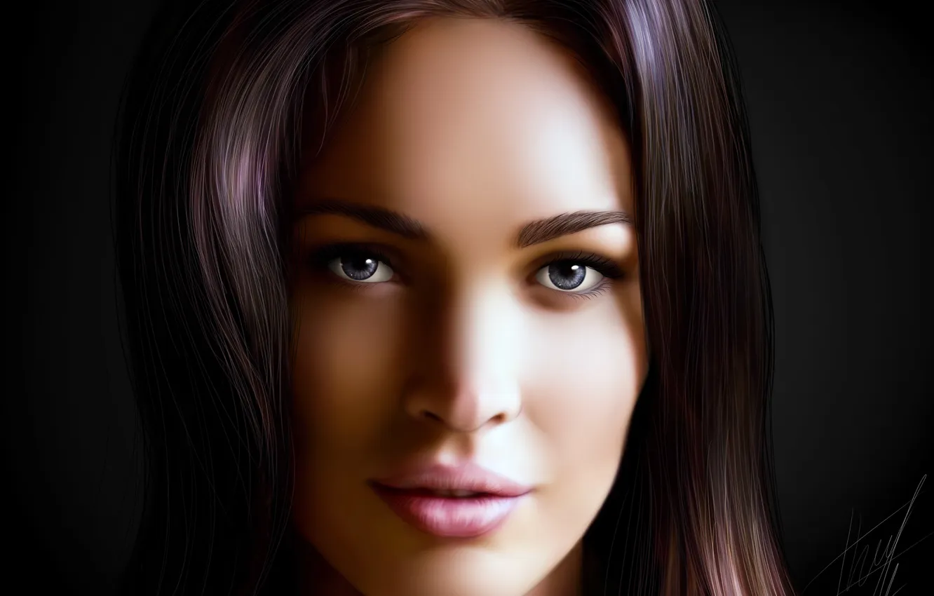 Photo wallpaper eyes, look, face, Megan Fox, hair, actress, art