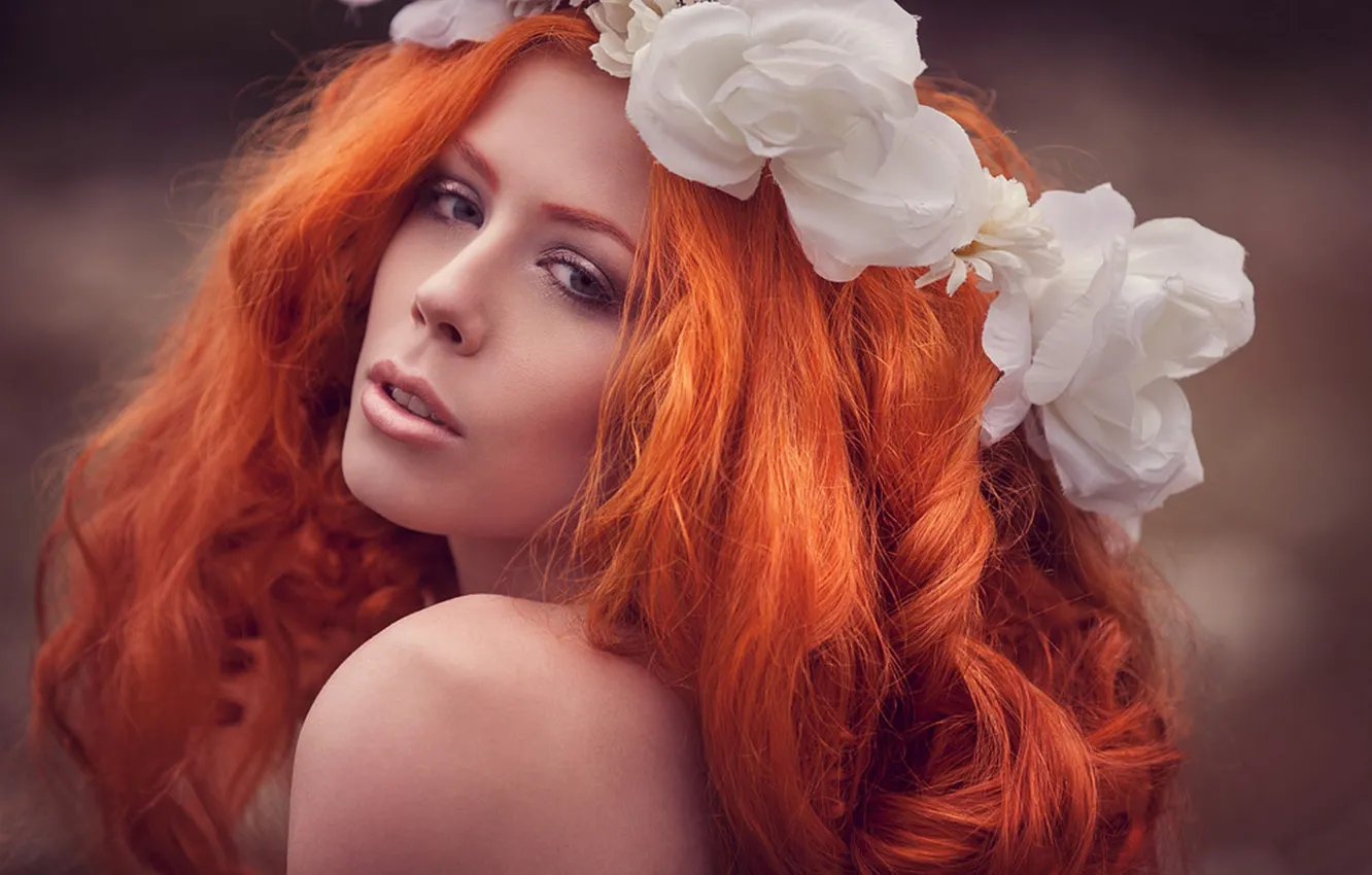 Photo wallpaper girls, beautiful, Red head