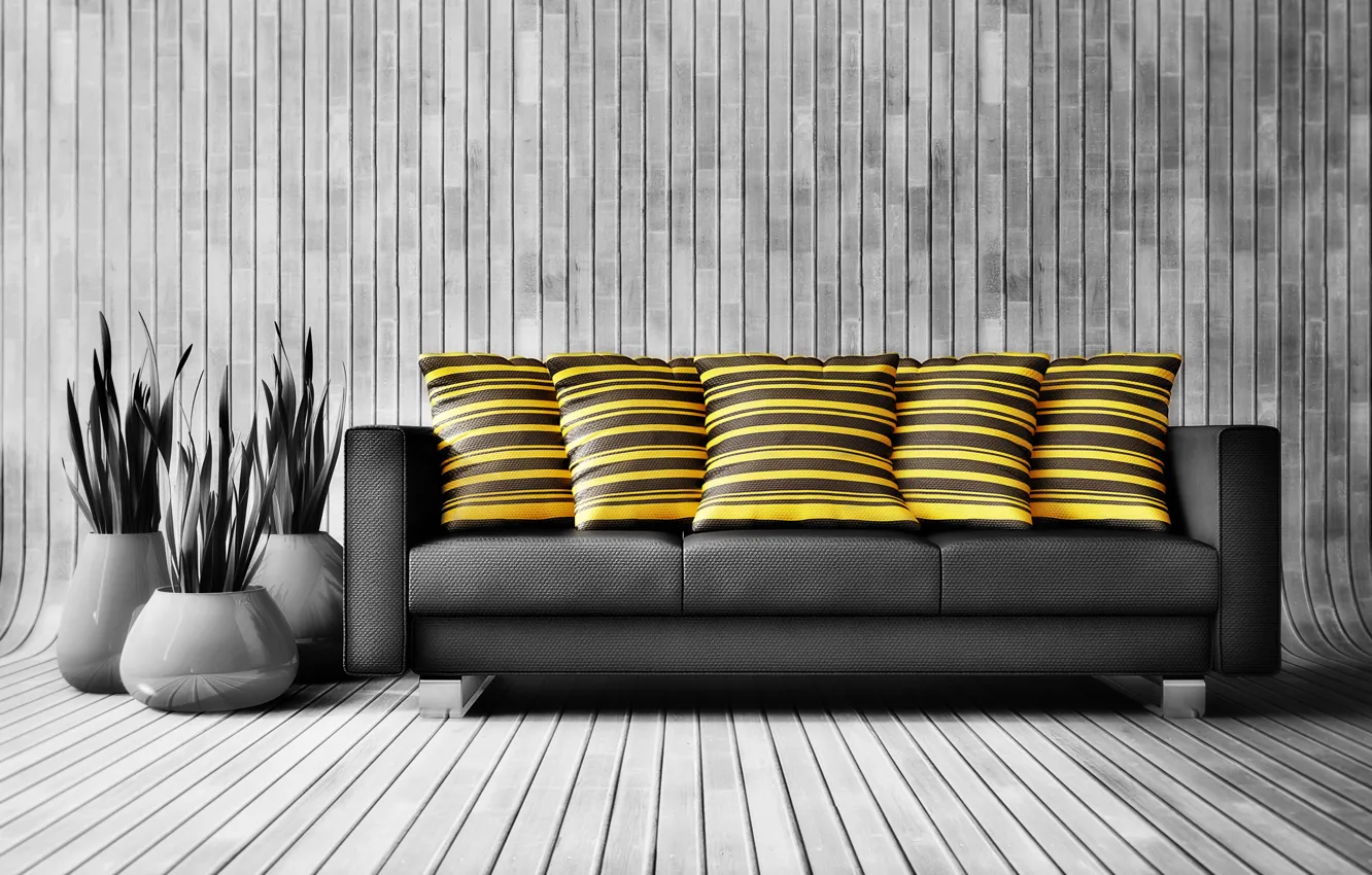 Photo wallpaper colors, wood, decoration, couch