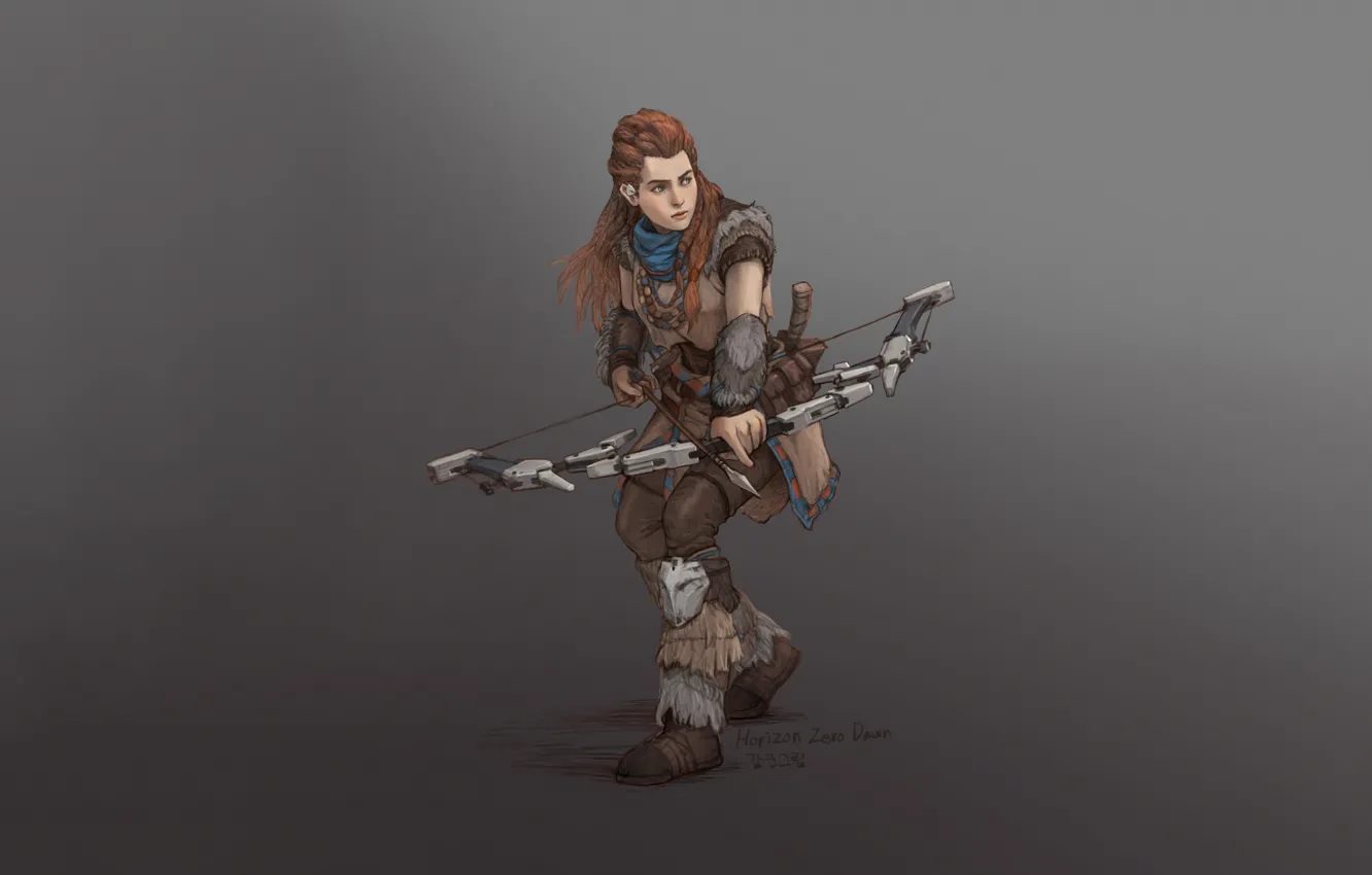 Photo wallpaper red, girl, fantasy, style, art, bow, Illustration, Minimalism