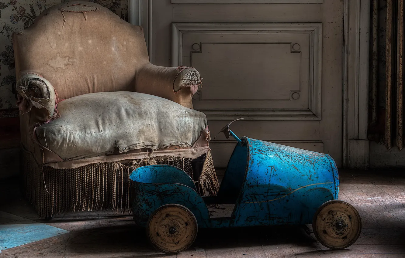 Photo wallpaper machine, room, chair