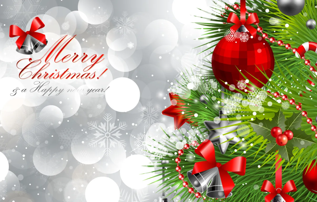 Photo wallpaper decoration, snowflakes, tree, vector, Christmas, tree, Happy New Year, Merry Christmas