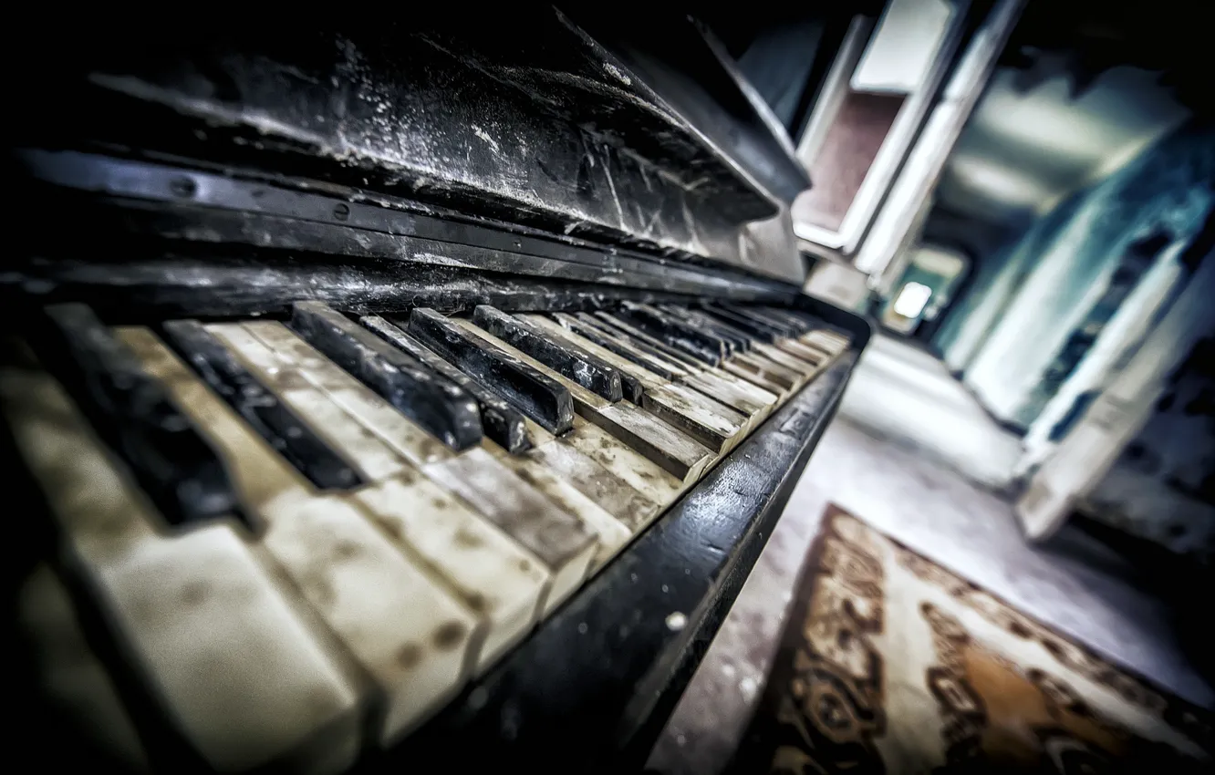 Photo wallpaper macro, music, piano