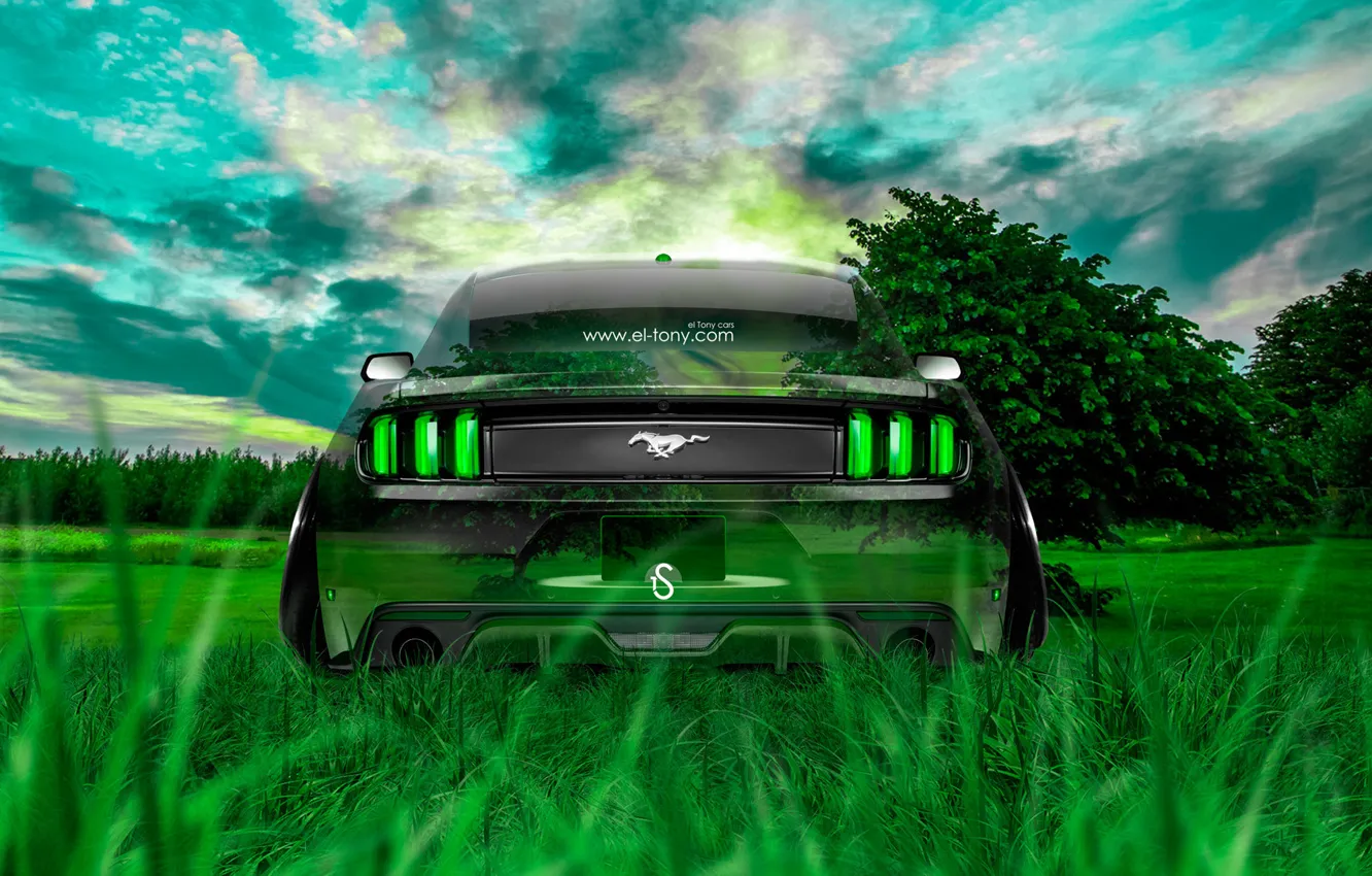 Photo wallpaper Mustang, Ford, Nature, Grass, Machine, Style, Ford, Wallpaper