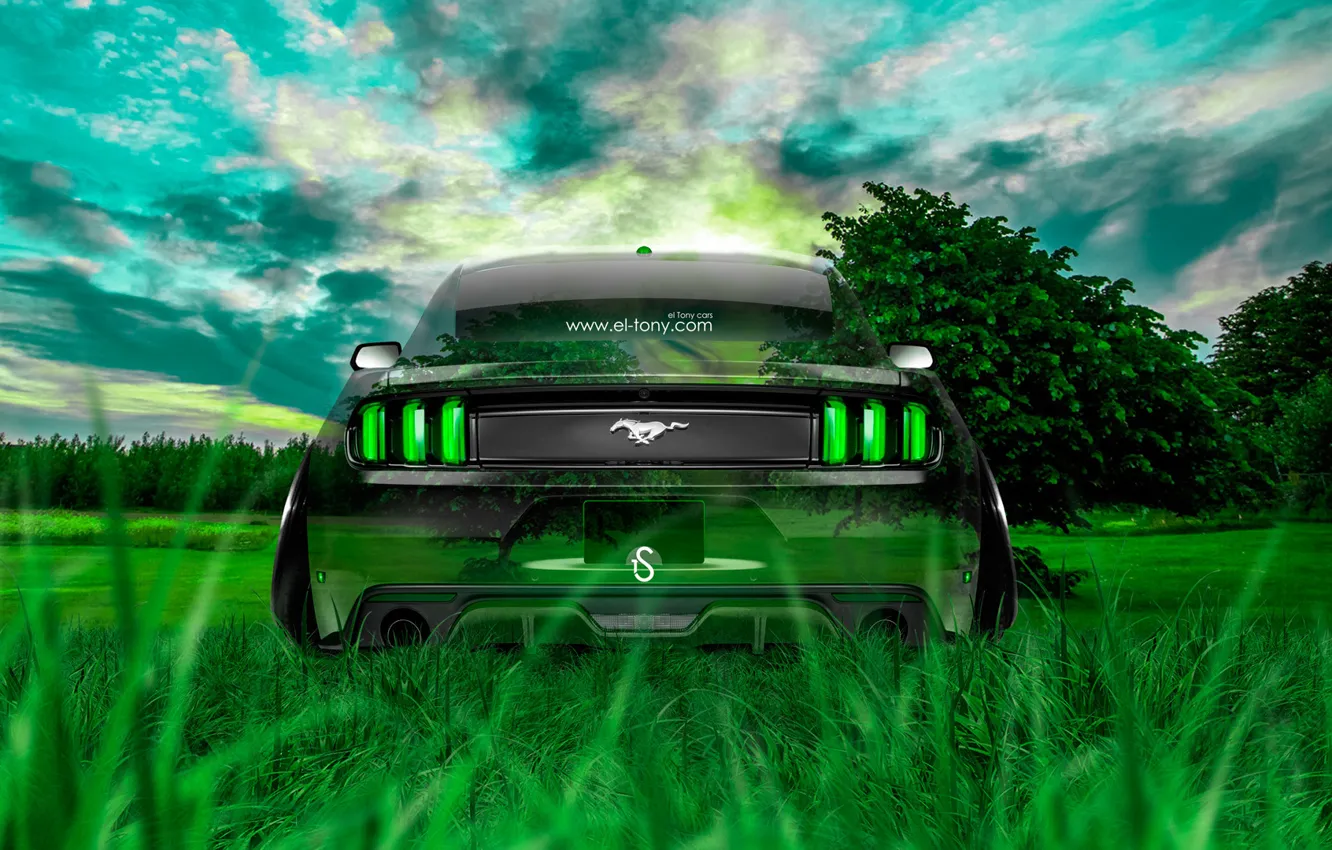 Photo wallpaper car, machine, grass, nature, transparent, green, style, green