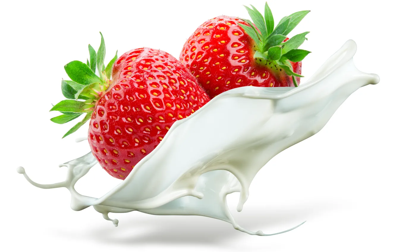 Photo wallpaper berries, milk, strawberry