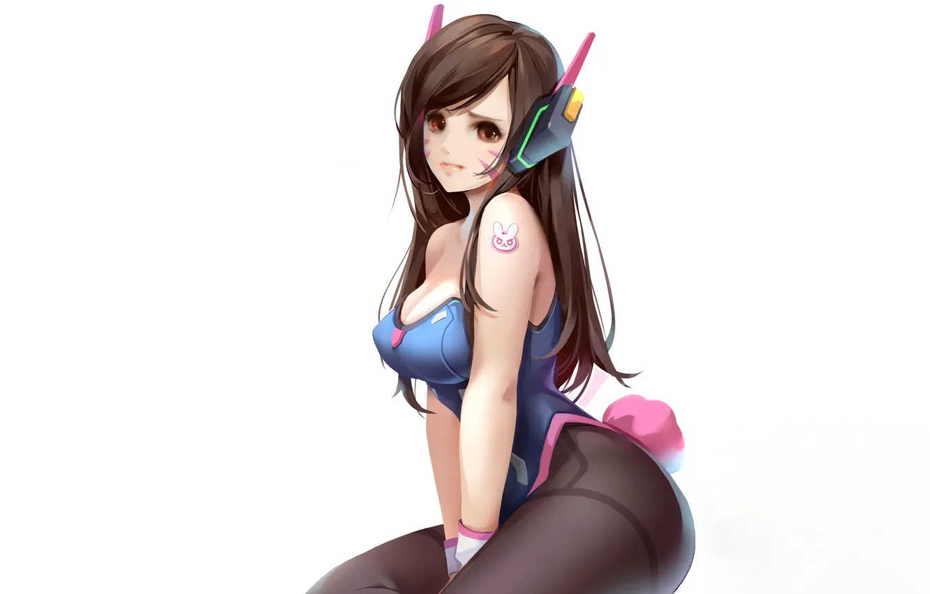 Photo wallpaper girl, sexy, cleavage, long hair, brown hair, boobs, anime, beautiful