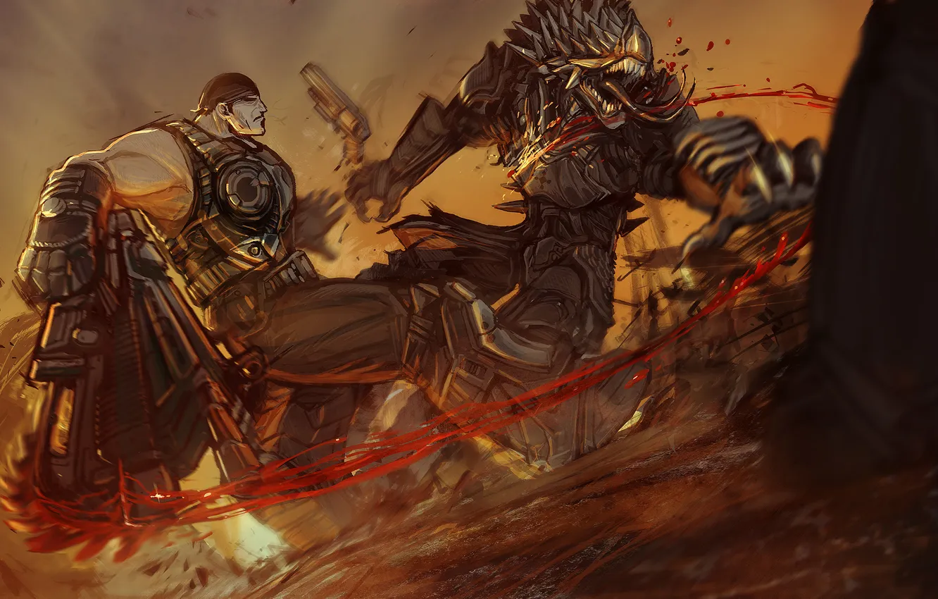 Photo wallpaper Gears of War, Locust, marcus fenix арт