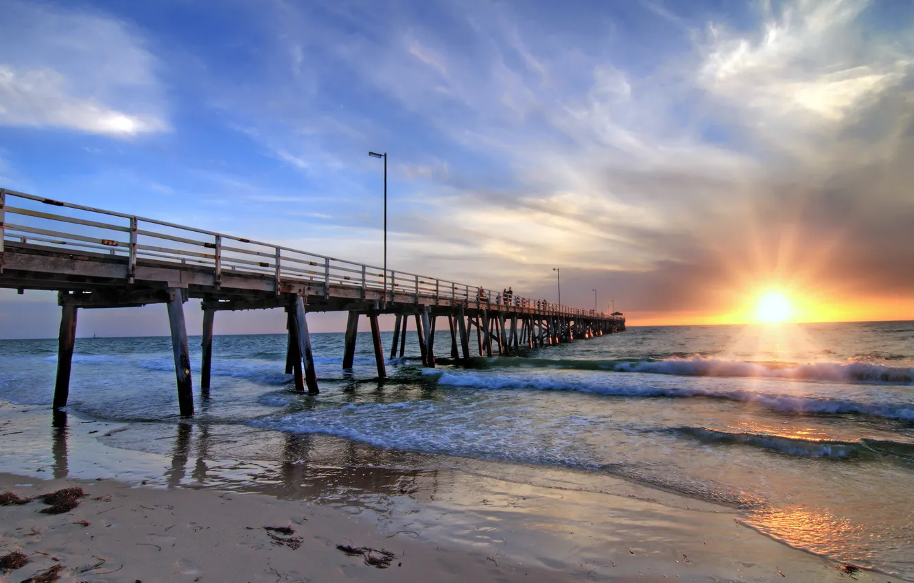 Photo wallpaper sea, landscape, bridge, grange, South Australia, Adelaide