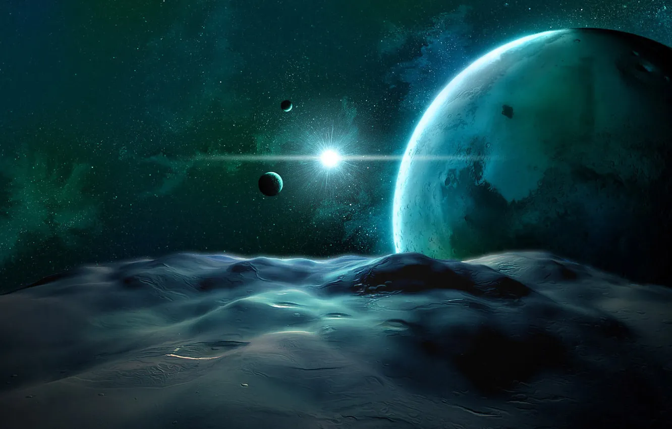 Photo wallpaper space, earth, the moon