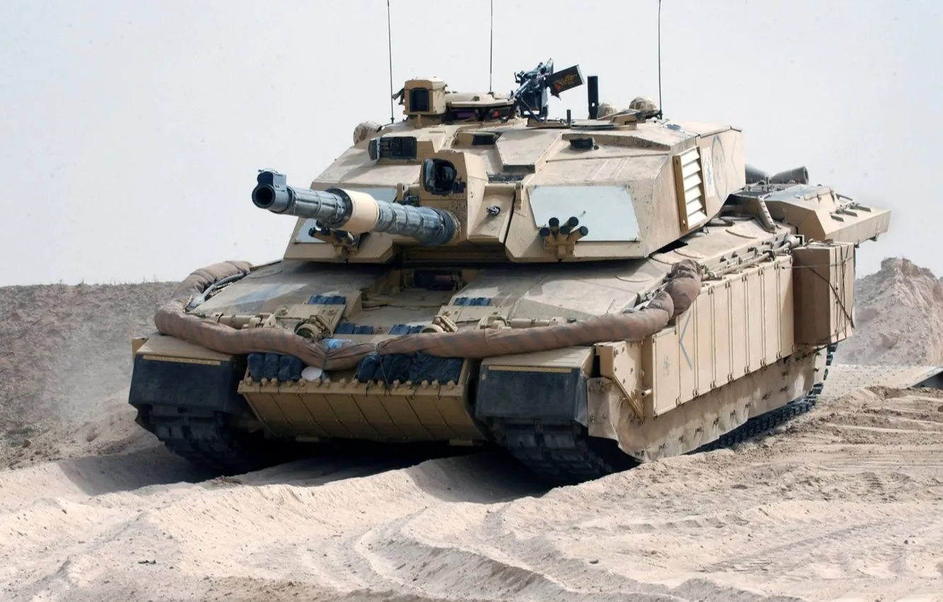 Photo wallpaper desert, tank, combat, Challenger 2, main, the land forces of great Britain