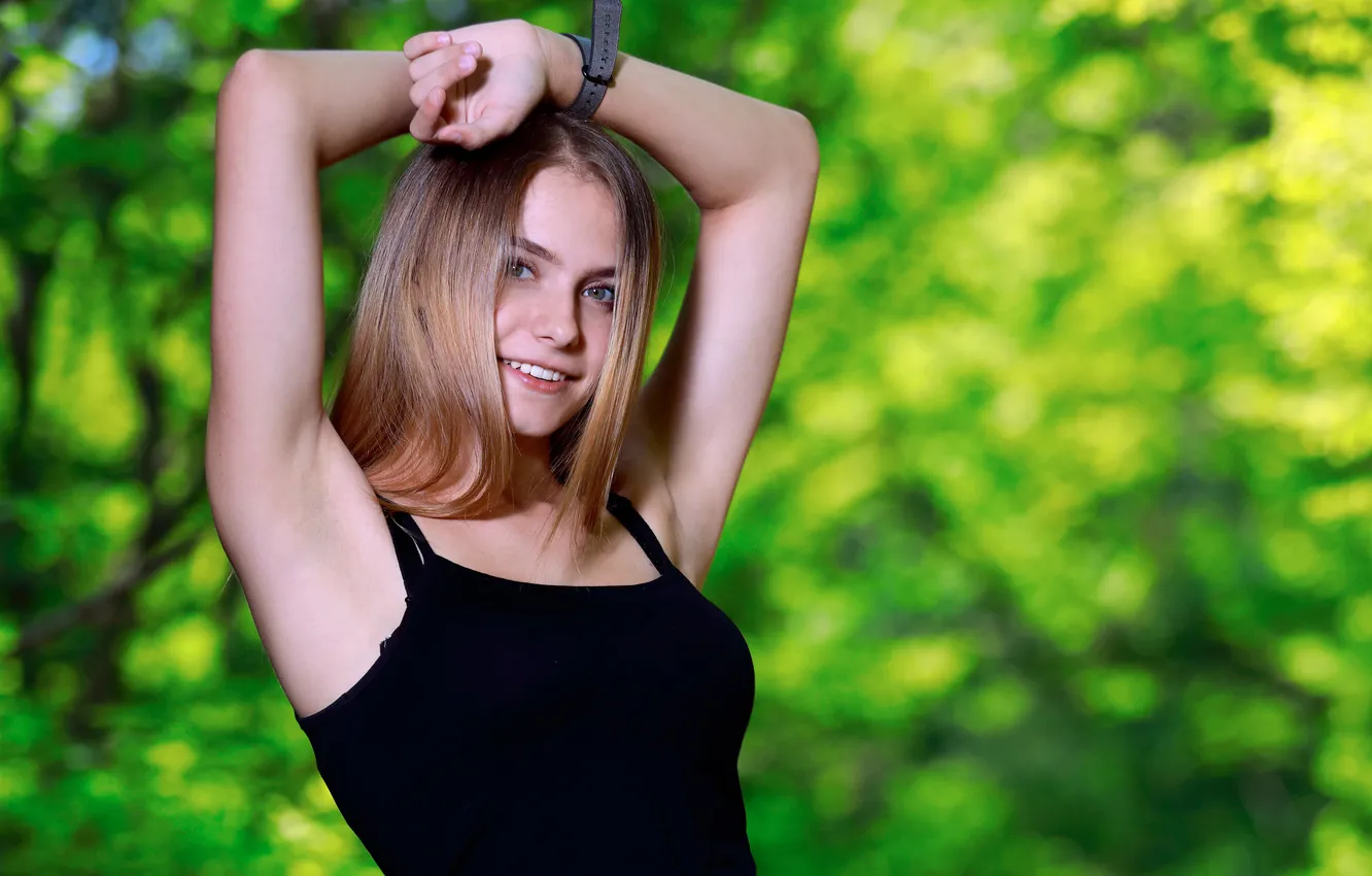 Photo wallpaper long hair, model, gorgeous, posing, beautiful face, outdoors, Photoshoot, shaved armpits