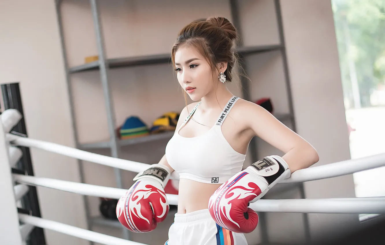 Photo wallpaper girl, Boxing, Asian
