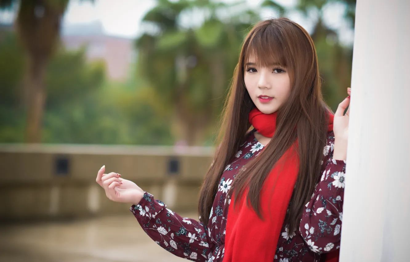 Photo wallpaper look, girl, Asian, cutie