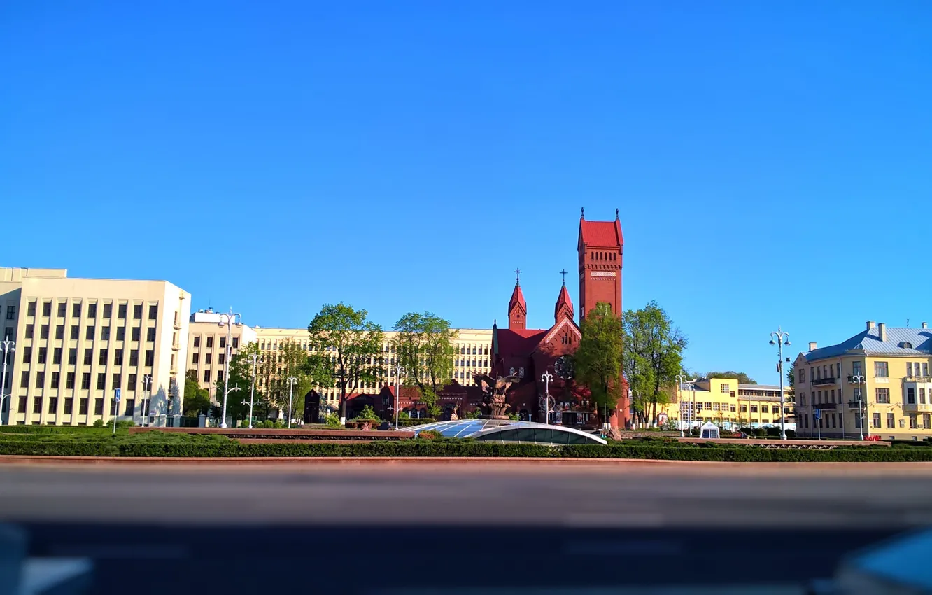 Photo wallpaper road, the sky, city, the city, building, spring, colorful, Europe