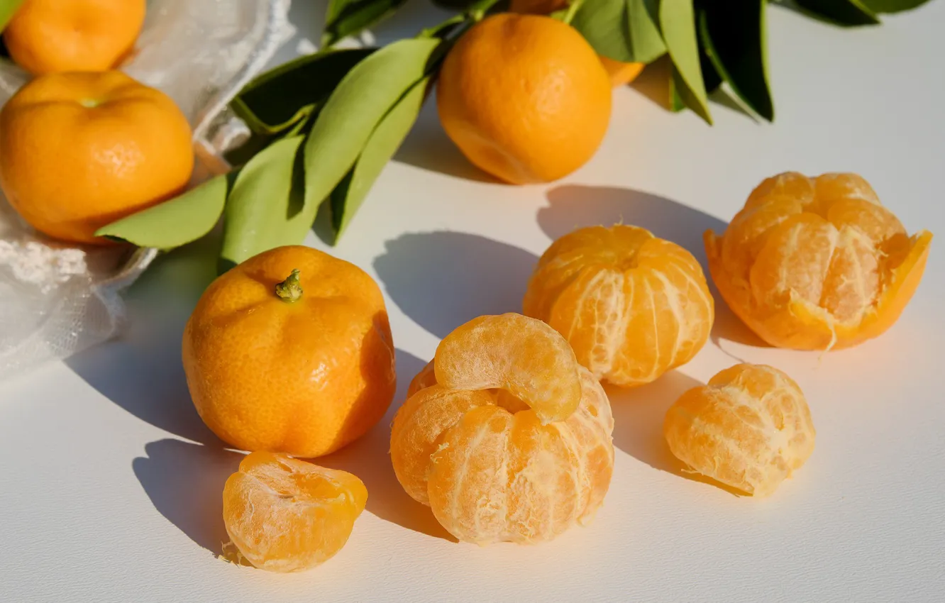 Photo wallpaper citrus, slices, tangerines