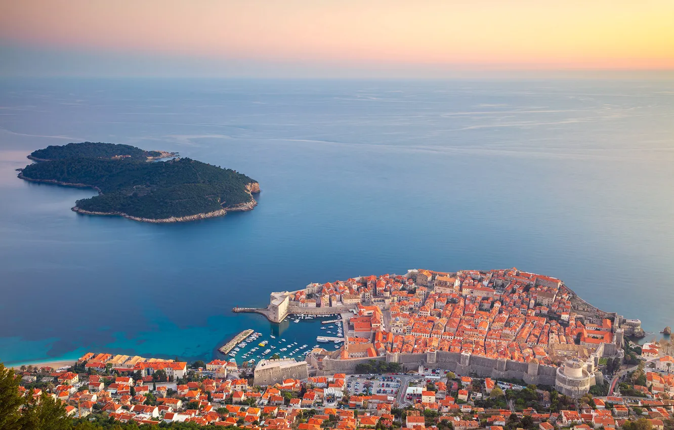 Photo wallpaper sea, landscape, island, home, Croatia, Dubrovnik