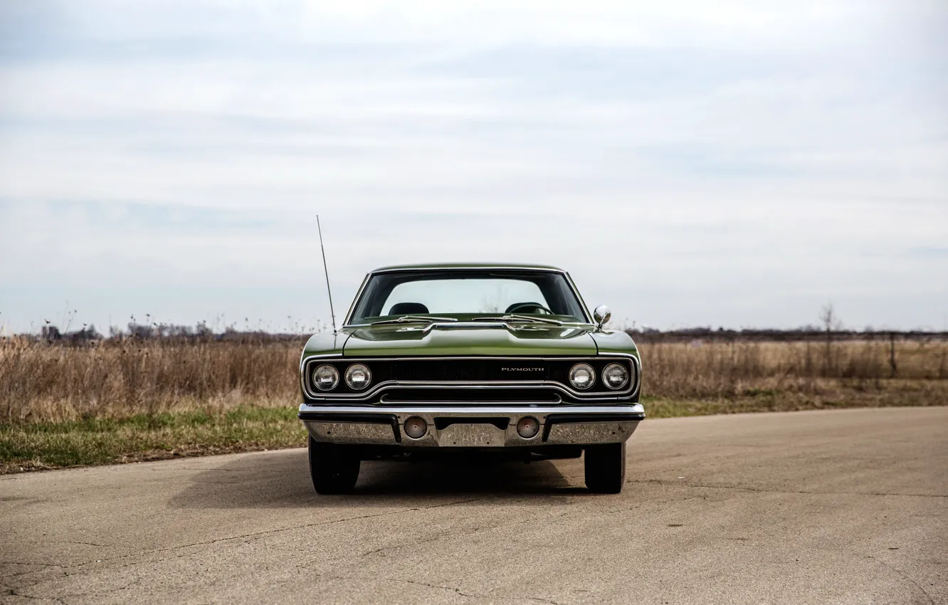 Photo wallpaper 1970, Plymouth, front, Road Runner, Plymouth Road Runner 440+6 Hardtop Coupe