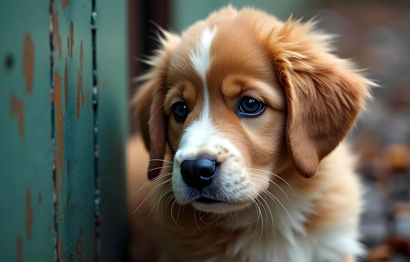 Photo wallpaper puppy, sad, AI art