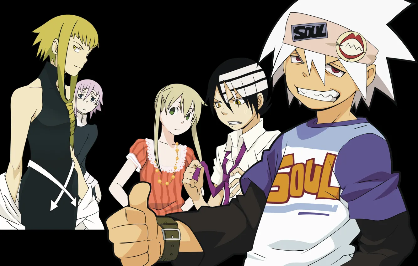Photo wallpaper anime, Soul eater, black background, characters, Soul Eater