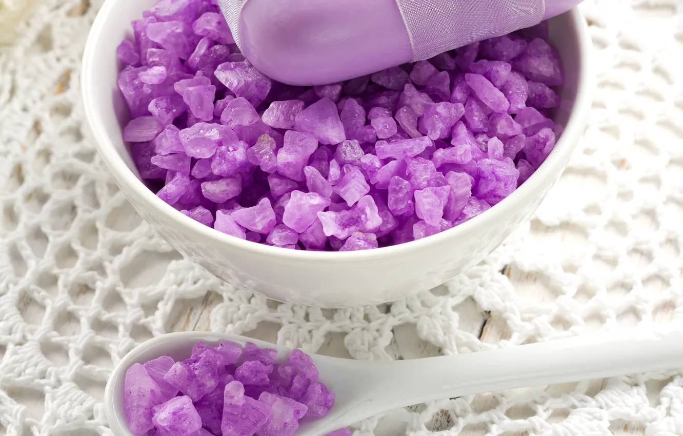 Photo wallpaper soap, relax, spoon, Cup, bow, soap, lavender, Spa