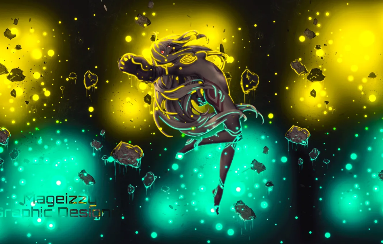 Photo wallpaper yellow, blue, anime, Deadman Wonderland, shiro deadman wonderland