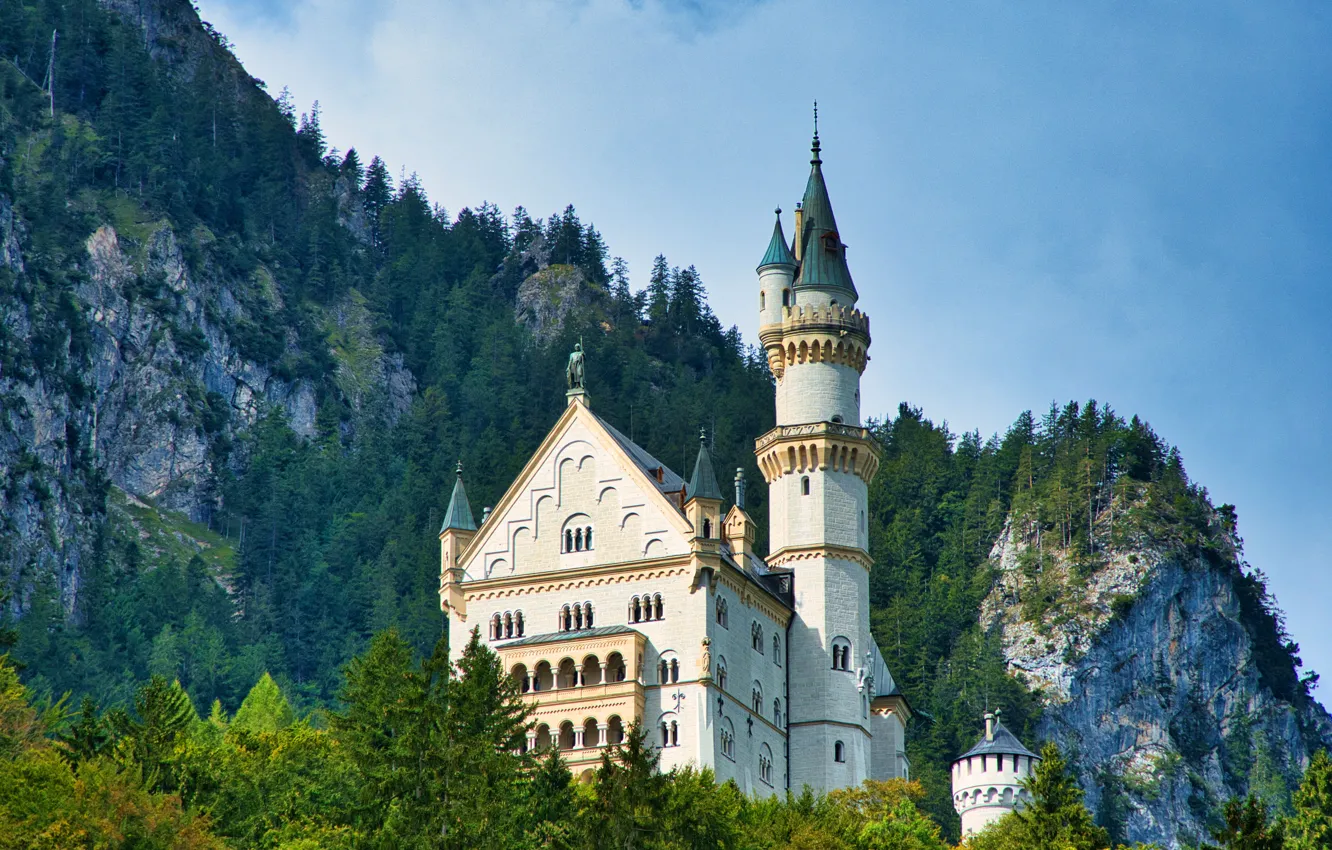 Photo wallpaper trees, castle, Germany, Neuschwanstein