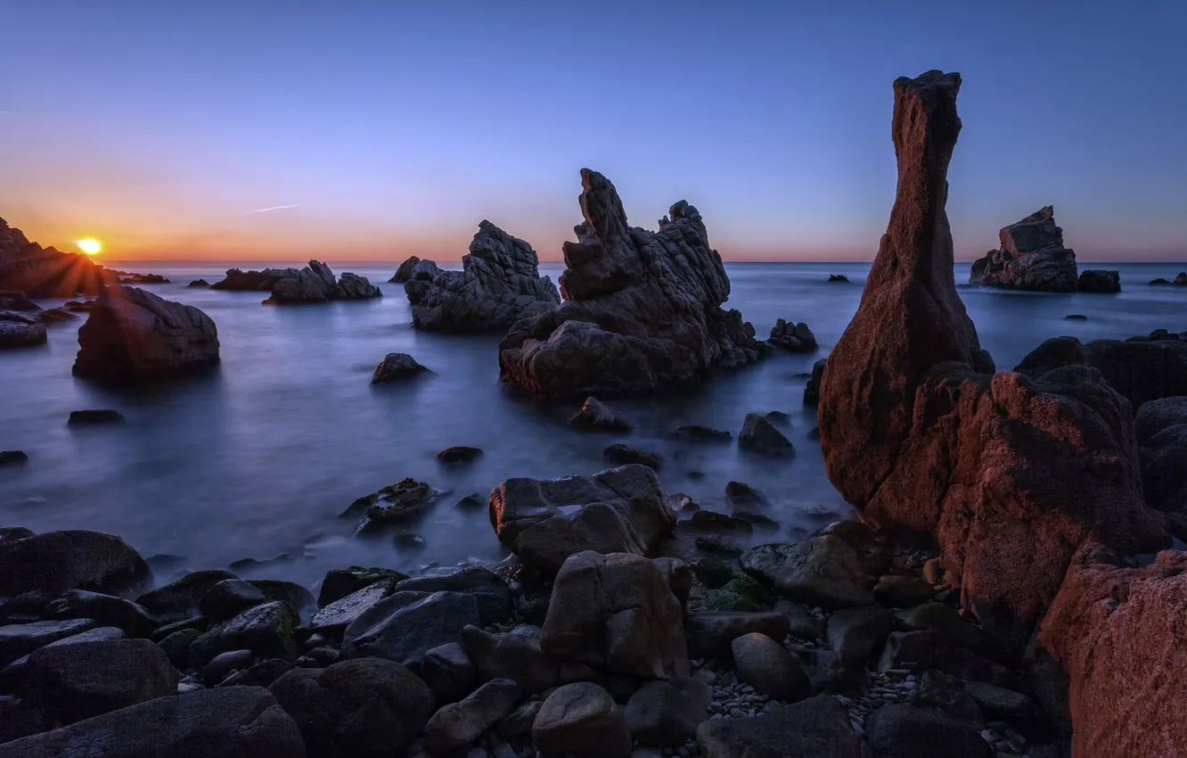 Photo wallpaper sea, landscape, rocks