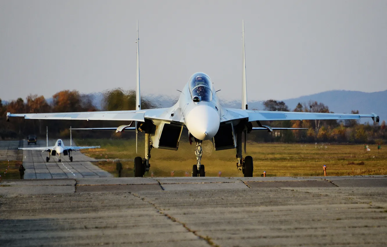 Photo wallpaper fighter, the airfield, multipurpose, double, Su-30M2