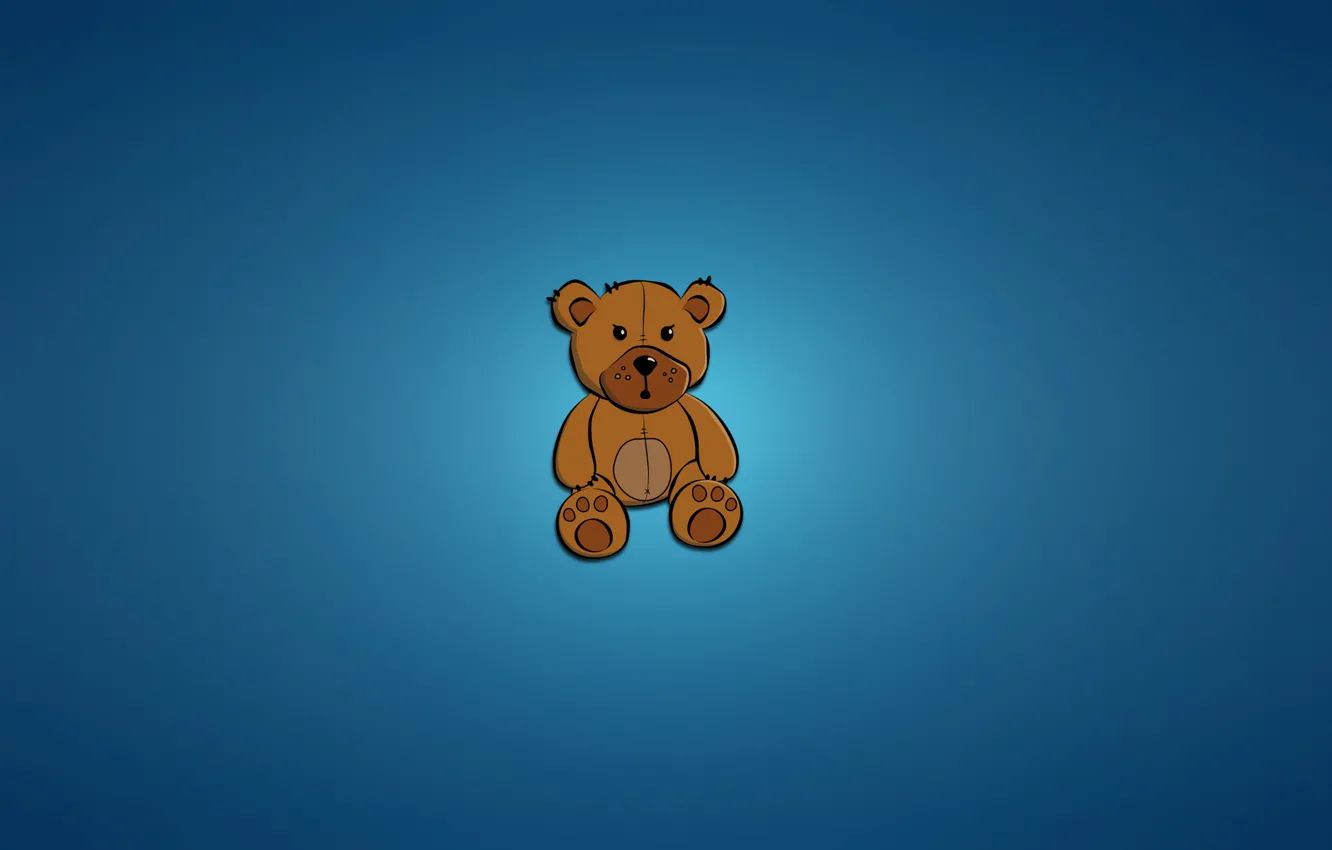 Photo wallpaper toy, minimalism, bear, sitting, bear, blue background